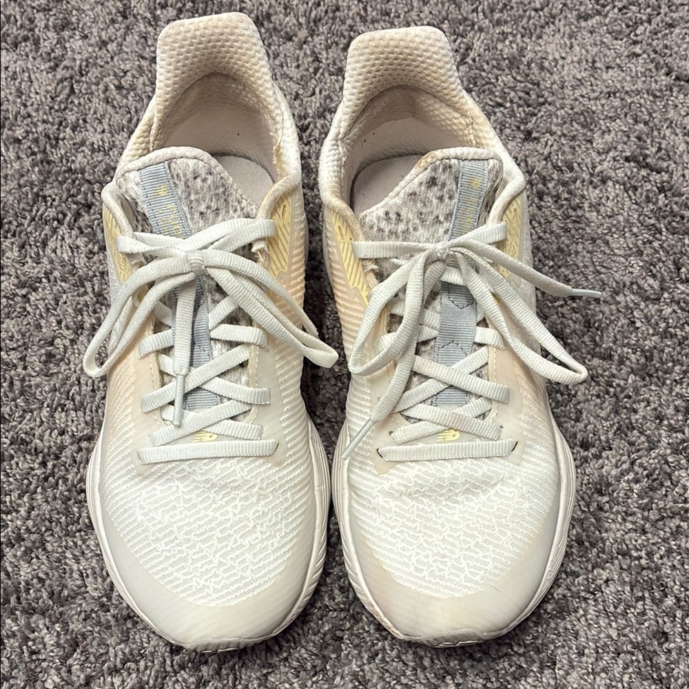 New Balance Cream and Gray Sneakers with Mesh Upper